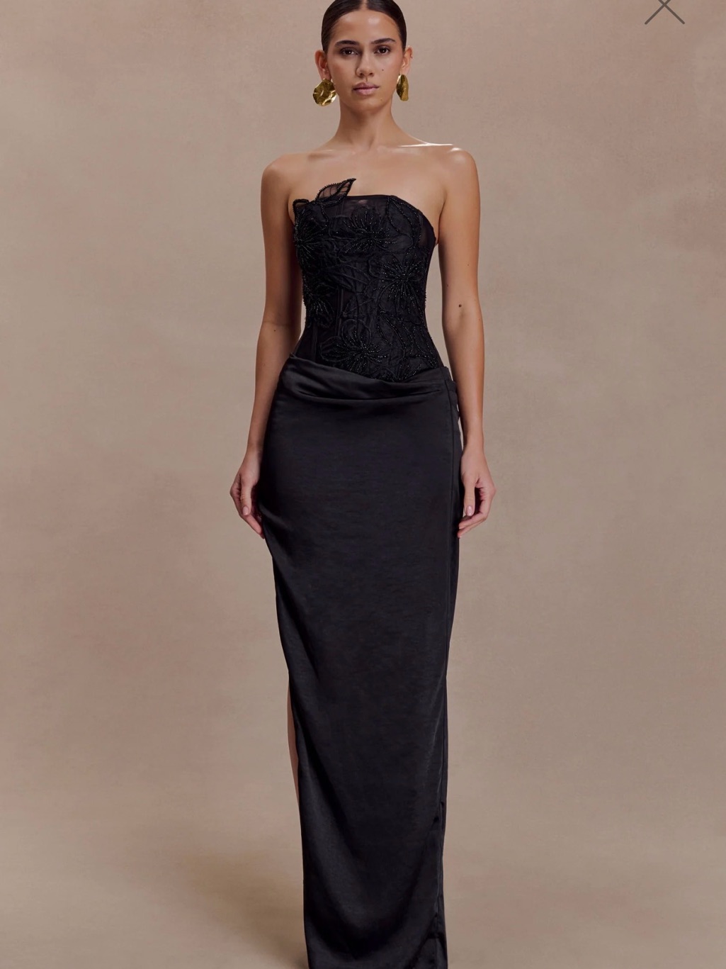 Asha Floral Mesh And Satin Maxi Dress